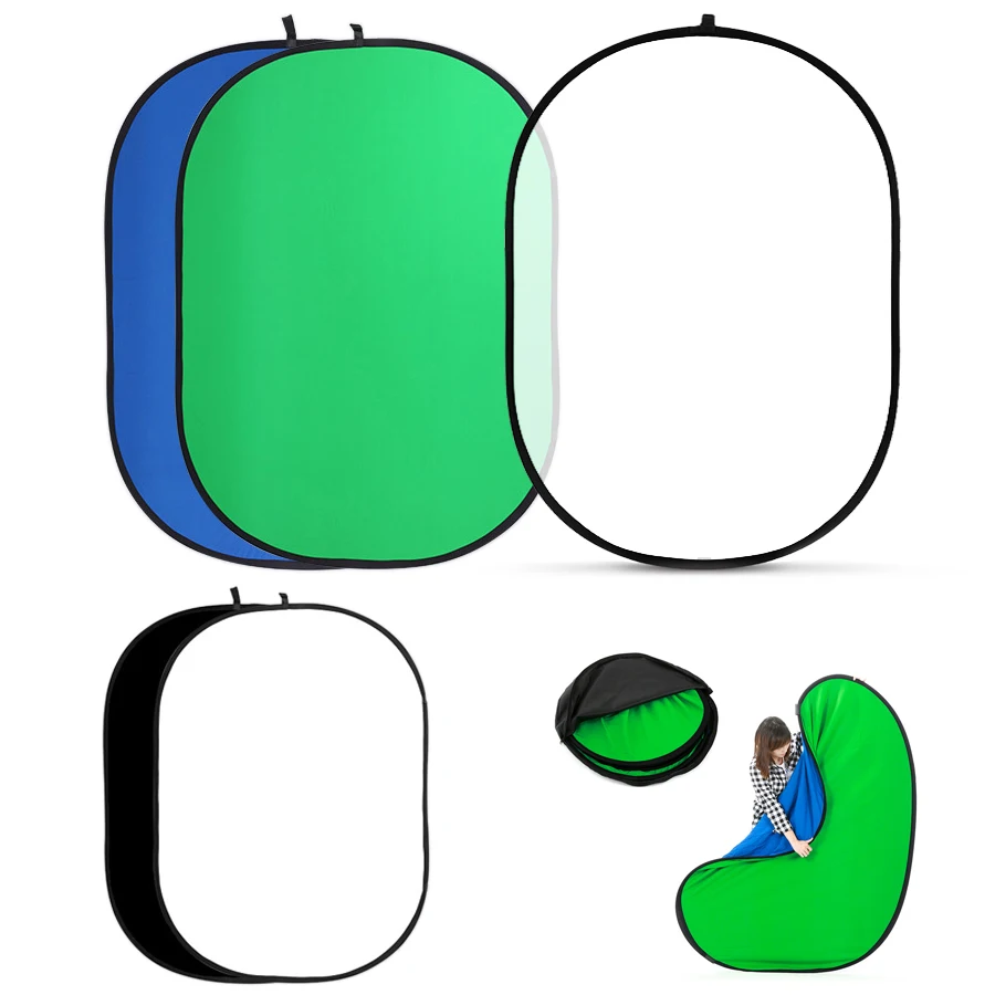 Green Screen Collapsible - TENWISH 100*150Cm/200*150Cm 2in1 Latar Belakang Chromakey