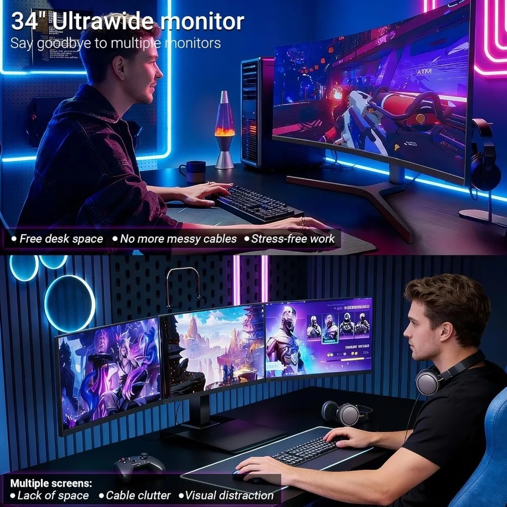 Gaming Monitor Curved - Monitor Gaming Lengkung Garden 34 Inci