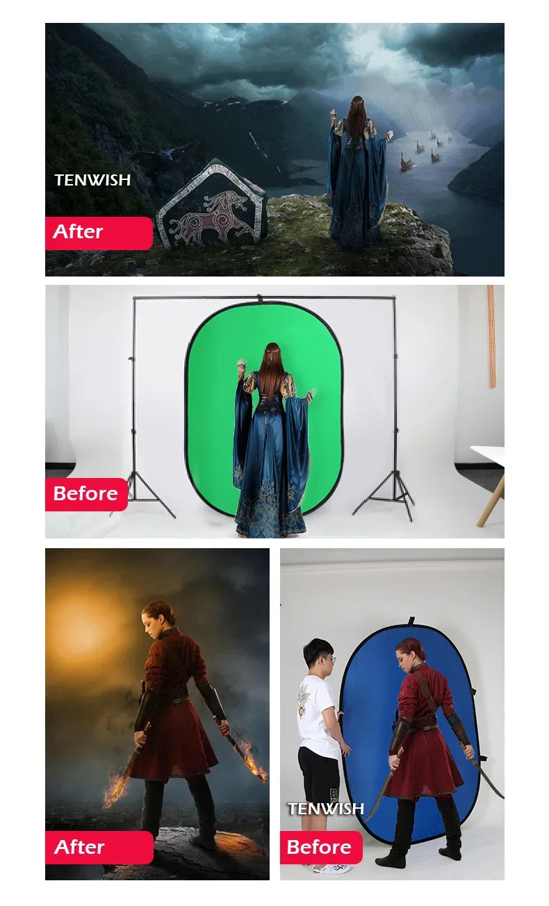 TENWISH 100*150Cm/200*150Cm 2i - Green Screen Collapsible ulasan dan harga