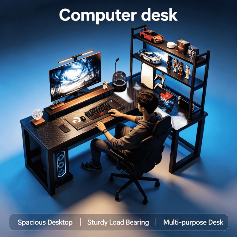 Meja Gaming Komputer Bentuk L  - Esports Gaming Furniture ulasan dan harga